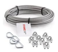 Seilwerk STANKE 5m fune di acciaio zincato, fune di acciaio 3mm 6x7, 4x ditale, 8x morsetto di prua - SET 2