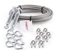 Seilwerk STANKE Corda in acciaio zincato 40m fune in acciaio 5mm 6x7, 2x gancio per tenditore M8, 8x ditale, 8x fascetta per corda - SET 5