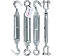 Seilwerk STANKE M12 tenditore a vite a Occhiello - Doppio Occhiello in acciaio zincato Vite di tensionamento da 125 mm per fune d'acciaio