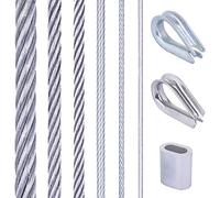 Seilwerk STANKE supporti per piante rampicanti, ringhiera, fune in acciaio zincato 20m 6x19 8mm, 4x manicotti, 2x anelli zincati