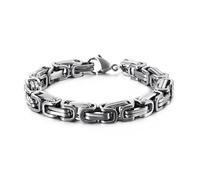 SeiMios Bracciale a catena da uomo, 6 mm, in acciaio inox bizantino, lucido, 21 cm, 8.66 inch/22 cm, Acciaio inossidabile, Nessuna pietra preziosa