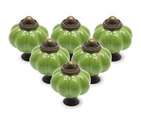 Seimneire 12 pomelli a forma di zucca verde erba, pomelli in ceramica vintage per armadietti, pomelli per cassettiere, cassetti, porte, cassetti, maniglie per comò con viti di montaggio