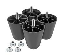 Seimneire 4 gambe nere per divano, gambe affusolate da 10 cm, in plastica, con bulloni M10, per divano, comò, armadio, sedia, letto, tavolino, 90 mm di larghezza superiore