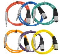 Seismic audio satrxl-m2bgoryp 2-feet XLR maschio a 1/10,2 cm TRS cavi patch - colori multipli