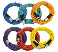 Seismic audio - saxlx-25 - 6 confezione da 25 'multiple color XLR maschio a XLR femmina microfono cavi - equilibrato - 7,6 m patch cords