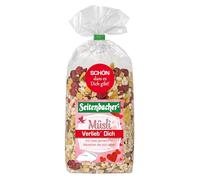 Seitenbacher Müsli Verlieb Dich I cereali integrali, ciliegie acide, mirtilli, cioccolato al latte intero e agli amaretti, senza frumento, 3 x 500 g