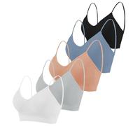 Seitop 5 pezzi reggiseni classici da donna con scollo a V imbottito cami senza cuciture canotta bralette per tutti i giorni basic sonno reggiseno sportivo sans coutures senza cuciture per donne e