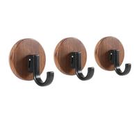 SEIUCAN Ganci a ventosa in noce, impermeabili, senza trapano, rimovibili e riutilizzabili, per bagno, cucina, piastrelle, specchi, vetro, grana unica, confezione da 3