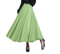 seiveini Gonna in Tulle Donna Lungo Elegante retrò Gonne a Pieghe Primavera Estivo Tutu Skirts Puffy Multi-Layer A Verde Chiaro M