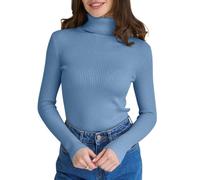 seiveini Maglietta Termica a Collo Alto da Donna a Maniche Lunghe Maglia Termica Donna T Shirt Compression Slim Fit Autunno e Inverno Biancheria Lupetto Donne Caldo Colore Solido A Azzurro L