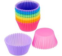 SEIWEI 12 stampi in silicone per tazze di puto, mini teglie rotonde, per cuocere e cucinare per mini torte, muffin, cupcake, brownies gelatina