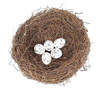 SEIWEI Ghirlanda decorativa a forma di uccello artificiale con uova, rametto di rattan, casa degli uccelli fatta a mano, decorazione creativa per la casa e il giardino