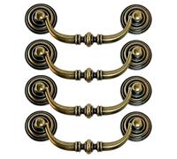 SEIWEI Maniglia per mobile vintage, 4 pezzi 115 mm maniglia per cassetto, maniglia a goccia per armadietti da cucina, maniglia per porta di mobili antichi per camera da letto armadio (ottone)