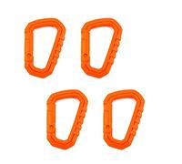 SEIWEI Moschettone con gancio di bloccaggio, 4 pezzi in plastica con anello a D tattico, gancio portachiavi per zaino, campeggio, escursionismo, arancione