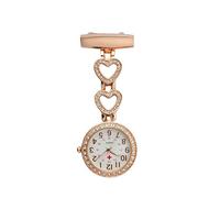 SEIWEI Orologio da taschino per infermiere, dottore, spilla, a forma di cuore, con clip, portatile, da appendere, per uomini e donne, Oro rosa, Vintage