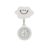 SEIWEI Orologio portatile da infermiera con clip sul risvolto, orologio da infermiera, al quarzo, con spilla, orologio da taschino per infermieri, Cloud, Compatto
