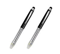 SEIWEI Penna a LED 3 in 1, penna stilo a sfera con luce, torcia multifunzione a sfera, inchiostro nero per touch screen, nero, 2 pezzi