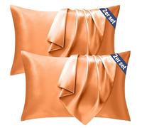 Seiwohl Set di 2 Federe Raso 50x80 Federa per cuscino in seta, Design con Chiusura A Busta, Morbido come una Federe Seta Cuscino, Arancione bruciato Federe Cuscini 50x80