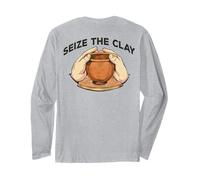 Seize The Clay Throw Pottery Funny Ceramics Meme sul Retro Maglia a Manica