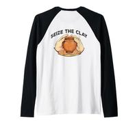 Seize The Clay Throw Pottery Funny Ceramics Meme sul Retro Maglia con Maniche Raglan