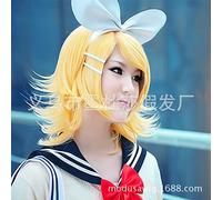 SEIZIS 2022 Cos Wig Commercio all'Ingrosso Dorato della Copertura della Fibra del cantante Cos del cantante di Movimento della Campana 'Anello dello Specchio di vocaloid2 della Parrucca di Cosplay