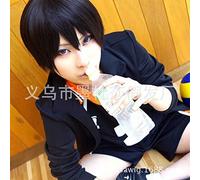 SEIZIS 2022 Cos Wig Cosplay Parrucca Capelli Lisci Corti pallavolo Adolescente Ombra Montagna Volante Andro Cos obliqua Copertura in Fibra Nera all'Ingrosso