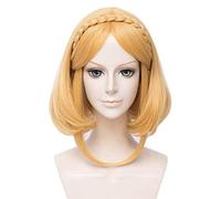 SEIZIS 2022 Cos Wig Die Legende von Zelda: Atem der Wilden Prinzessin Zelda Kurze Perücke Cosplay Kostüm Hitzebeständige synthetische Zopfhaar Frauen Perücken