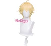 SEIZIS 2022 Cos Wig Genshin Impact Traveler Cosplay Aether Lumine Parrucca bionda Cosplay Parrucche Anime Parrucche Sintetiche Resistenti al Calore Halloween for Ragazze (Color : Aether)