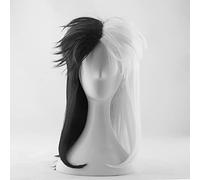 SEIZIS 2022 Cos Wig Gioco di Ruolo for Deville Crudelia De Mon Parrucche Cosplay metà Bianche metà Nere Capelli Sintetici Resistenti al Calore