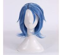 SEIZIS 2022 Cos Wig Parrucca Anime Kingdom Hearts Cosplay Aqua Parrucca, Parrucca Corta Blu, Parrucca Costume Halloween, for Halloween, Festa in Costume, Spettacolo Anime, Evento Cosplay, Concerti