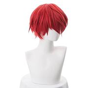 SEIZIS 2022 Cos Wig Parrucca Cosplay Karma Akabane Assassination Classroom Parrucca Rossa Corta Capelli in Fibra Resistente al Calore + cap for Parrucca Party Anime Role