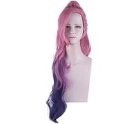 SEIZIS 2022 Cos Wig Perücke für Karneval Nachtleben CluI Party Dress Up Perücke Cosplay Perücke LOL Kda Seraphine Pink Gradient Dreifarbiger Pferdeschwanz