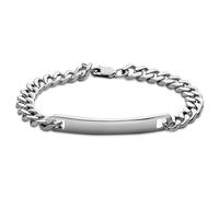 Seizmont by Trendhim Bracciale da uomo in argento 925 con piastra per incisione, catenina sottile da 7 mm con chiusura a moschettone, design danese, accessorio casual, x-large, metallo prezioso