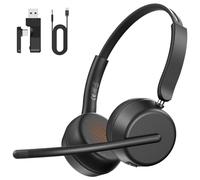 SEJJ Cuffie wireless con microfono per lavoro, cuffie Bluetooth 5.4 con microfono AI con cancellazione del rumore per chiamate chiare, cuffie wireless con microfono muto e USB A/C Dongle per PC
