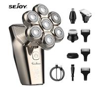 SEJOY 7D 5IN1 Rasoio Elettrico Bagnato e Asciutto per Testa Calva Rasoio e Barba