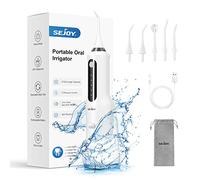 Sejoy Idropulsore Dentale Portatile, Irrigatore Orale 270ML USB Ricaricabile Idropulsore Orale IPX7 Impermeabile 5 Modalità e 5 Ugelli di Ricambio per Viaggio, Casa, Ufficio