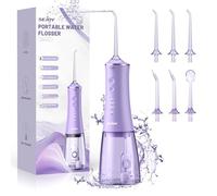Sejoy, idropulsore orale senza fili, pulitore elettrico per denti, 5 modalità e 6 ugelli USB-C ricaricabile, IPX7, impermeabile, 280 ml, detergente per bocca (viola)