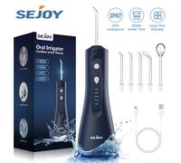 Sejoy Water Flosser Irrigatore orale senza fili per la pulizia dei denti Spazzole per protesi per viaggi a casa 5 punte dentali IPX7 portatile