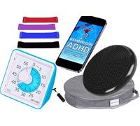 Seka-Planet kit ADHD per bambini con timer visivo, cuscino di equilibrio, 4 fasce elastiche e eBook educativo, strumenti sensoriali per casa o scuola