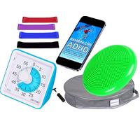 Seka-Planet kit ADHD per bambini con timer visivo, cuscino di equilibrio, 4 fasce elastiche e eBook educativo, strumenti sensoriali per casa o scuola