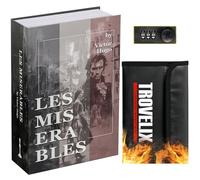 Sekam Cassaforte a libro con serratura a combinazione, cassaforte nascosta (24 x 15 x 5,5 cm), con borsa ignifuga, cassaforte per la deviazione segreta, scatola per libri cavo deposito nascosto