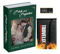 Sekam Cassaforte a libro con serratura a combinazione, nascosta (24 x 15 x 5,5 cm) con borsa ignifuga, per deviazione segreta, scatola per libri vuota, per denaro