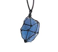 SEKDAQ Collana con Pendente in Cristallo Fluorite Blu Reiki Chakra Pietra con Corda Intrecciata a Mano (Blu, Naturale raro)
