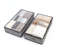 Sekey 2 Contenitori Sottoletto con Coperchio 95L, Pieghevoli con Doppia Cerniera, Organizer per Vestiti, Piumini, Biancheria da Letto e Trasloco, Grigio