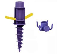 Sekey Base per Ombrellone - Picchetto per Ombrellone da Spiaggia con Trivella e Gancio, Supporto per Ombrellones per Aste da 22-32 mm, per Sabbia e Terra, Viola