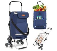 Sekey Carrello della Spesa Pieghevole con Funzione Saliscale, Carrello 3 in 1 con Borsa a Tracolla e 3 Ruote, Trolley e Carrello Ideale per Chi Vive in Città, la Spesa e il Campeggio - Blu