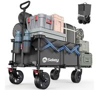 Sekey Carrello pieghevole XXL con portellone posteriore espandibile, 135 l e 200 l, pieghevole, pieghevole, da 4 direzioni fino a 150 kg, colore: grigio