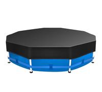 Sekey Copertura Piscina Fuori Terra Rotonda 305 cm - Specifica per Piscine a Quadro Metallico | con Fregole Ajustabili e Velcro | Antivento e Anticapo | Tela Densa Resistente ai Strappi | Nero
