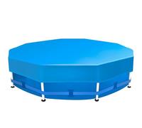 Sekey Copertura Piscina Fuori Terra Rotonda 366 cm - Specifica per Piscine a Quadro Metallico | con Fregole Ajustabili e Velcro | Antivento e Anticapo | Tela Densa Resistente ai Strappi | Blu