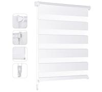 Sekey Doppia tenda a rullo, fissaggio senza fori, per finestre, doppia tenda a rullo, larghezza 65 cm, protezione solare, 65 x 150 cm, bianco